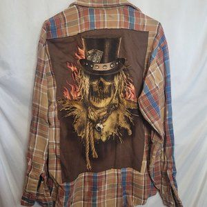 Scarecrow Vintage Upcycle Flannel Shirt Big Mac JC Penney Large Tall